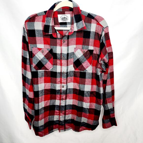 Blue Ridge Clothing Company By Wrangler Red & Black Plaid  Men's Flannel Shirt L - Picture 1 of 11